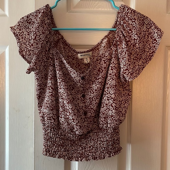 Monteau Tops - Monteau Crop/Off the Shoulder Shirt